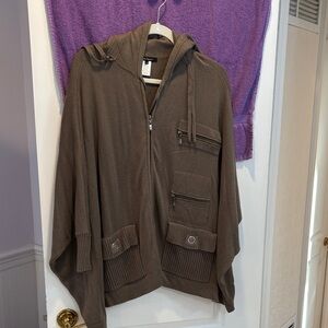 NWOT Nanette Lepore Brown Hooded Sweater Jacket